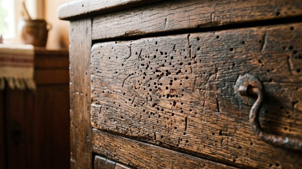 Professional lifestyle photograph of antique wooden furnitur