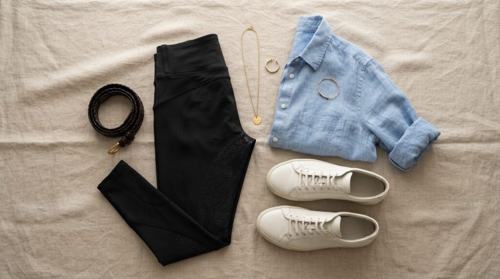 Fashion flat lay photography, 16:9 aspect ratio, premium lif