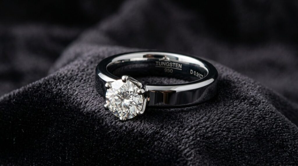 Close-up professional product shot of a polished tungsten en